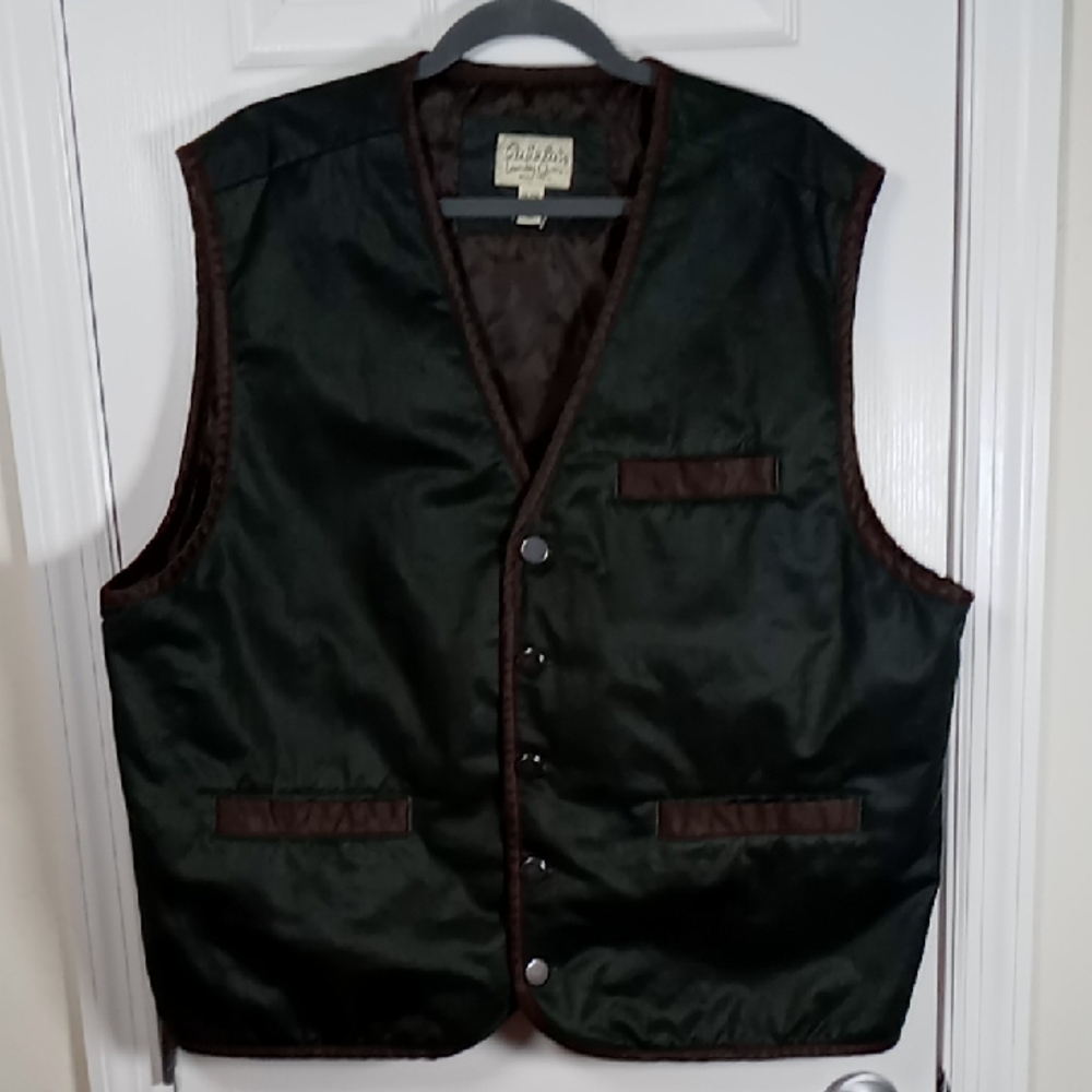 Cabela's Forest Green/Black Suede Look Button Down Vest Size 2XL